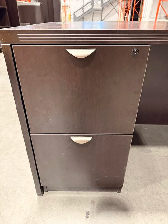6' Bow Front Straight Desk w/BBF, FF Ped