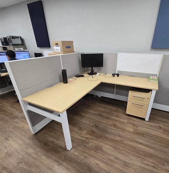 6' x 6' Global Boulevard L-Shape Workstation w/BF Ped (No Modular Power)
