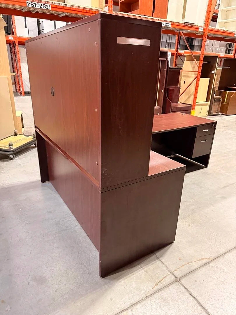 LH L-Shape Desk w/Hutch, BF Ped