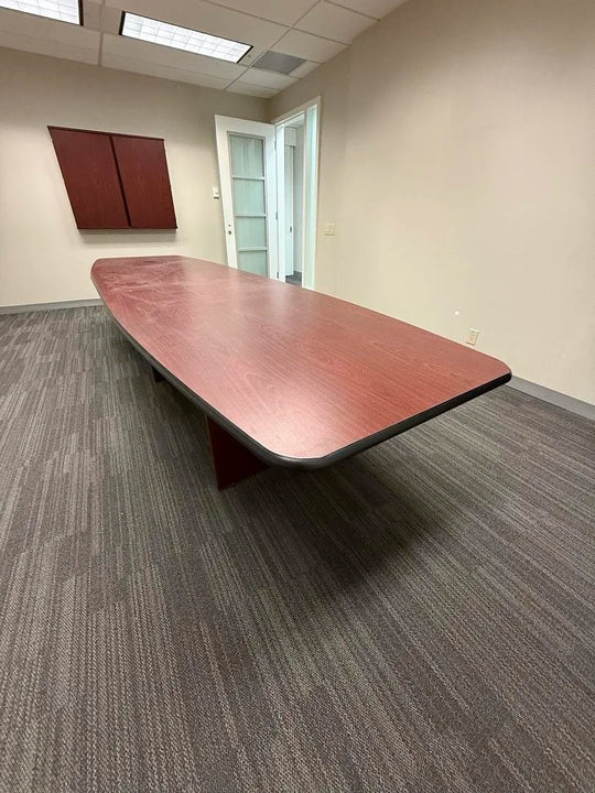 14' Boatshape Boardroom Table w/Electrical