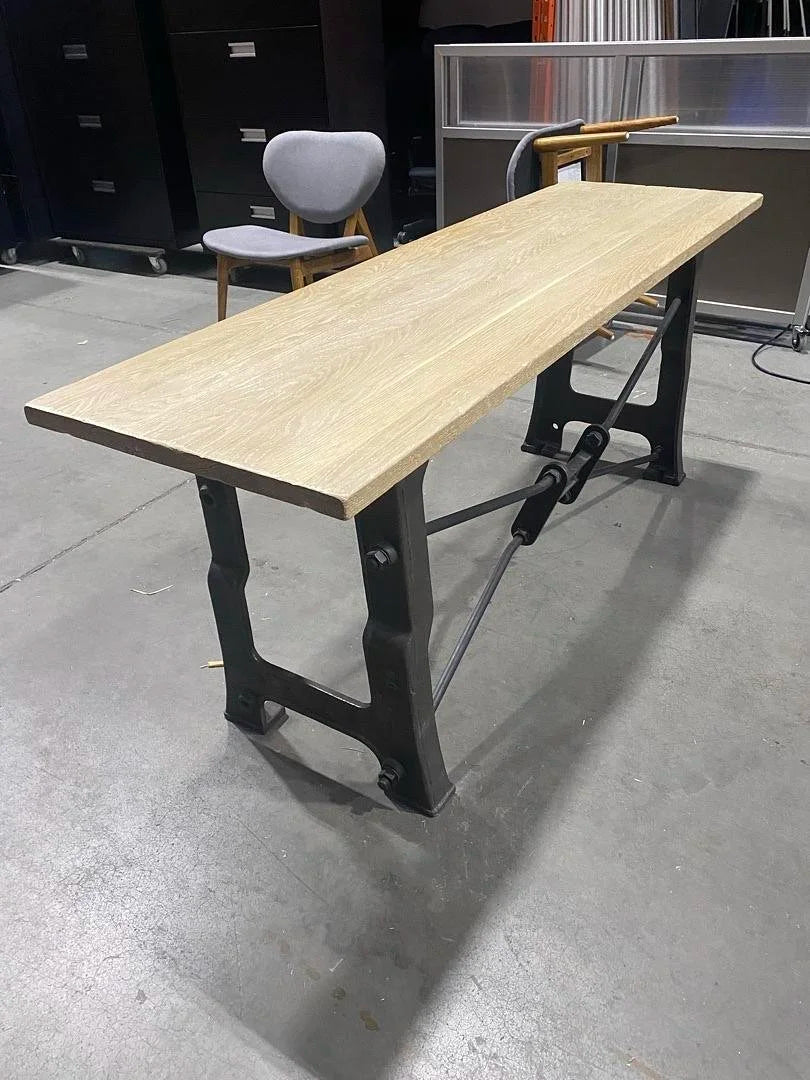 Wood Top Steel Base Console Table