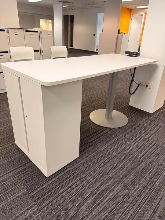 Bar Height Collaboration Table w/2-Door Cabinet