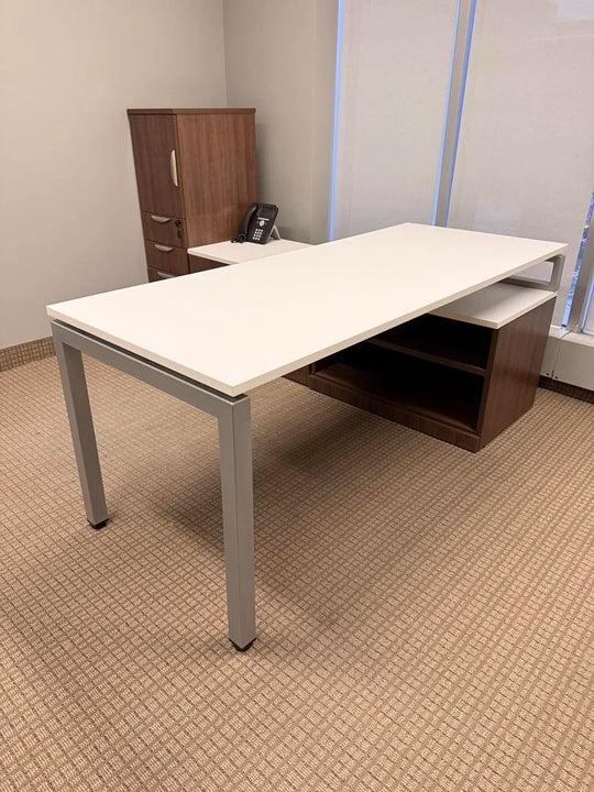 LH L-Shape Desk w/Credenza and Tower