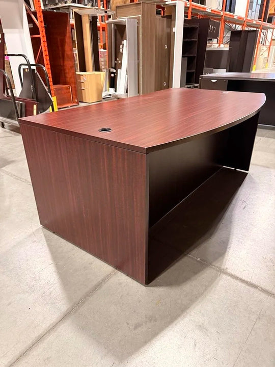 6' Bow Front Straight Desk w/BBF Ped
