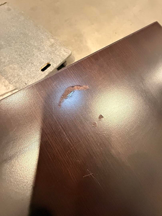 LH L-Shape Electronic Sit Stand Desk w/BF Ped (Surface Damage)