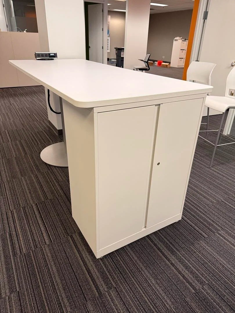 Bar Height Collaboration Table w/2-Door Cabinet