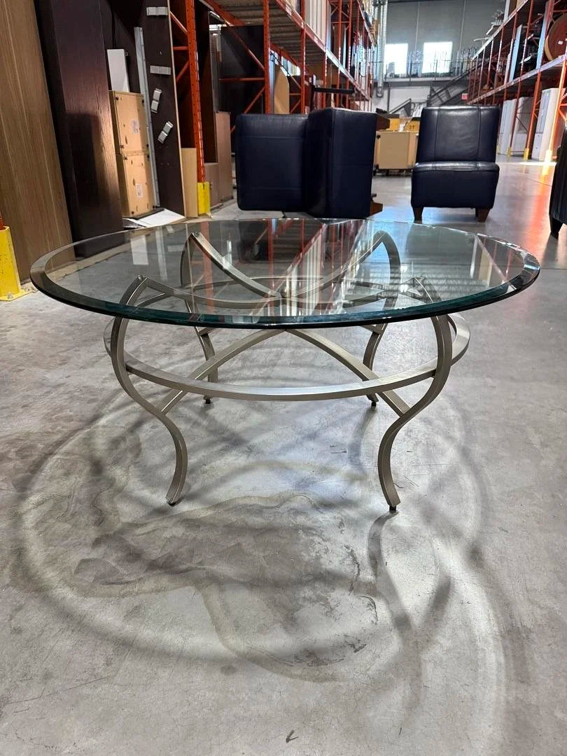 38" Round Glass Top Coffee Table