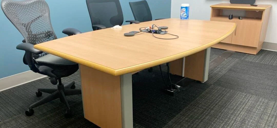 6.5' Boatshape Meeting Table w/Electrical