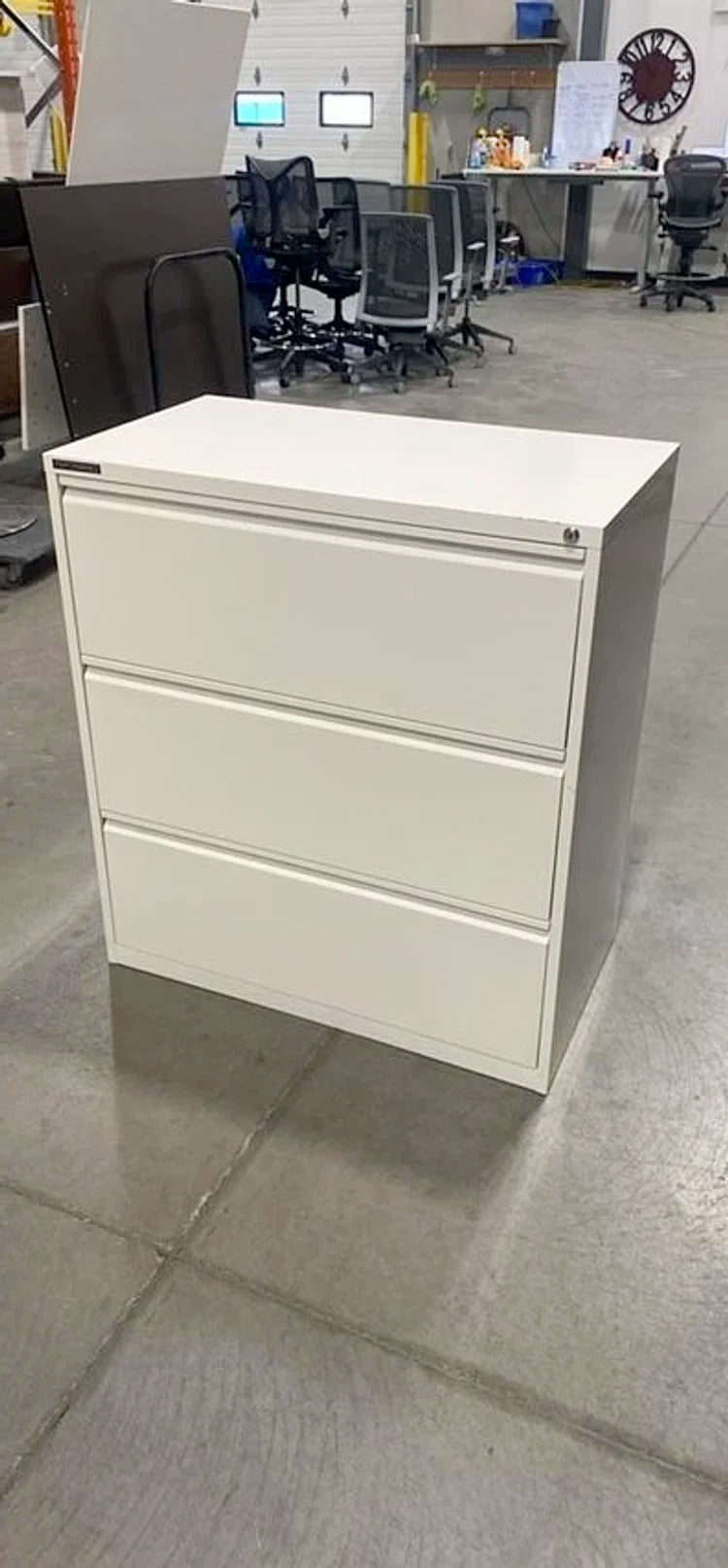 Metal 3 High Lateral File Cabinet -White