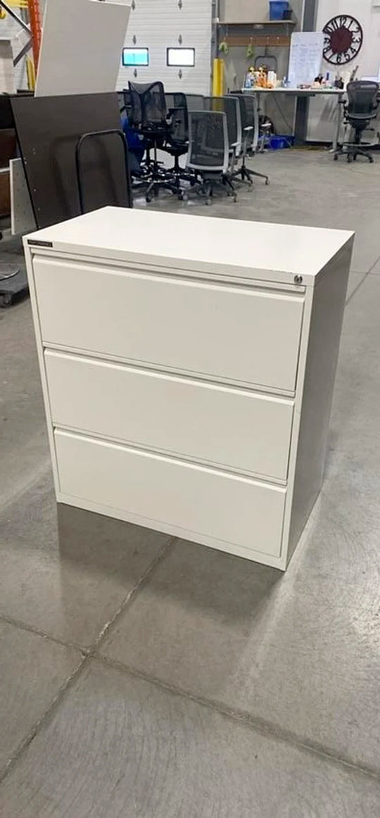 Metal 3 High Lateral File Cabinet -White