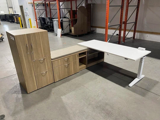 Steelcase LH L-Shape Electronic Sit Stand Desk w/Storage