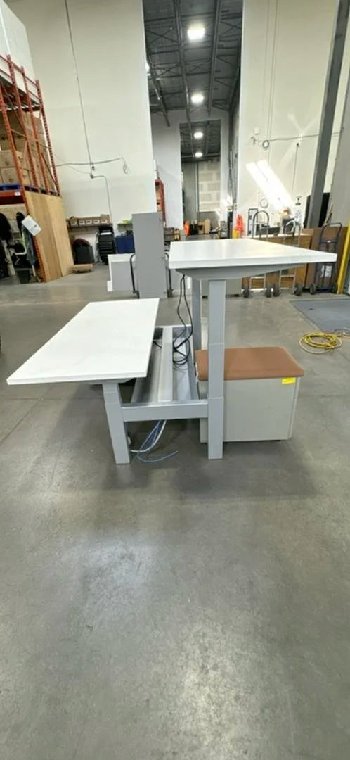 Haworth 2-Person Double Sided Electronic Sit Stand Workstation w/BF Ped