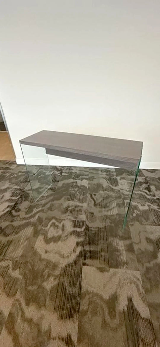 Wood and Glass Rectangle Console Table