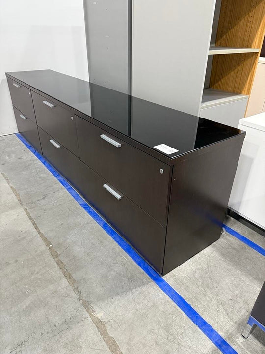 Glass Top 6 Drawer Credenza