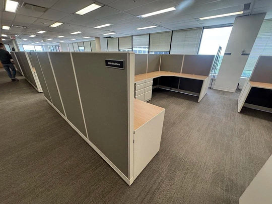 6' x 6' Trendway L-Shape Workstation w/BBF Ped