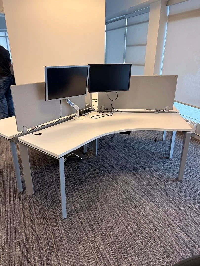 3-Pod Workstation w/120 Degree Surface and Privacy Panels – Premiere ...