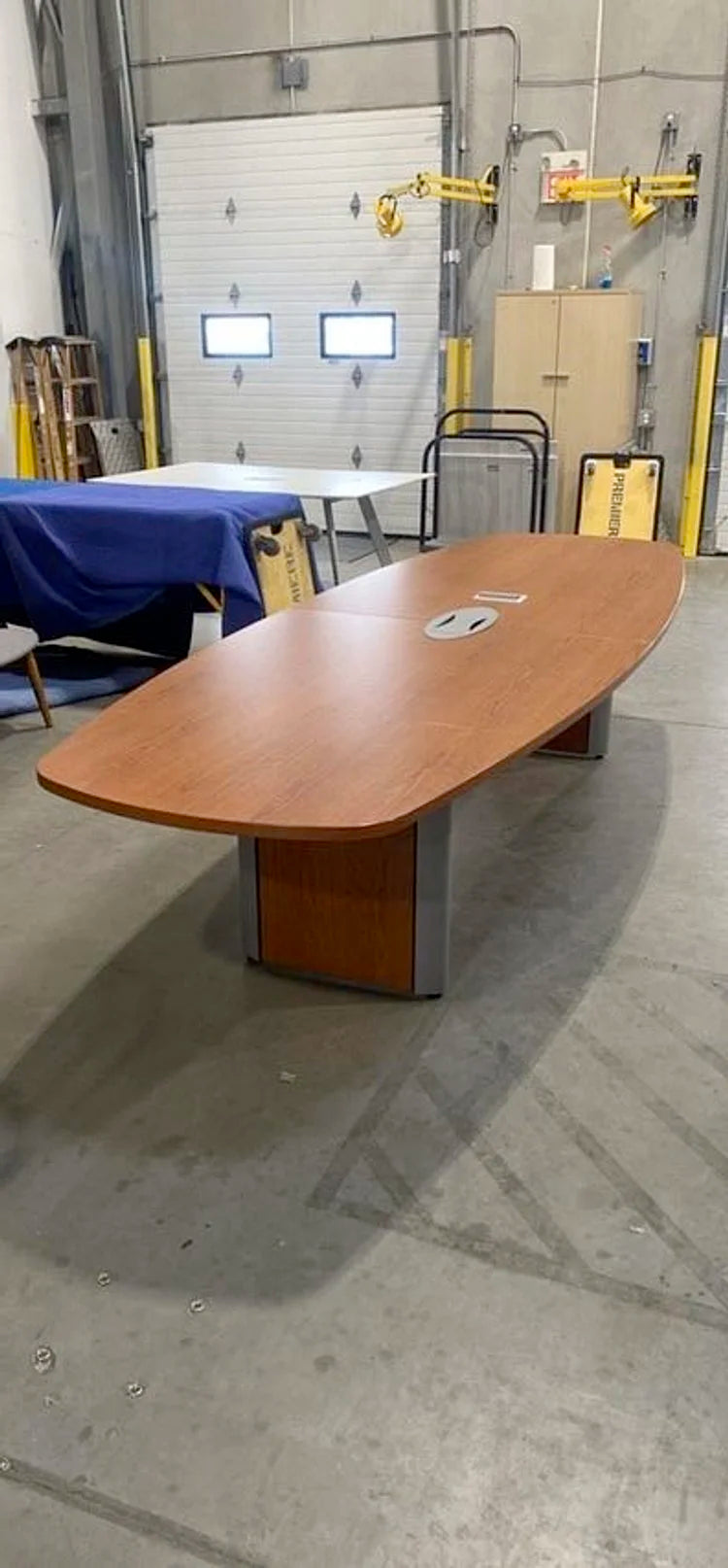 11.5' Boatshape Boardroom Table w/Electrical
