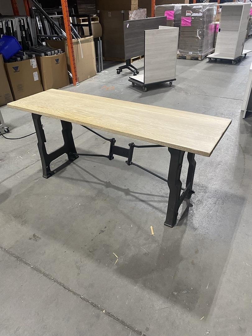 Wood Top Steel Base Console Table