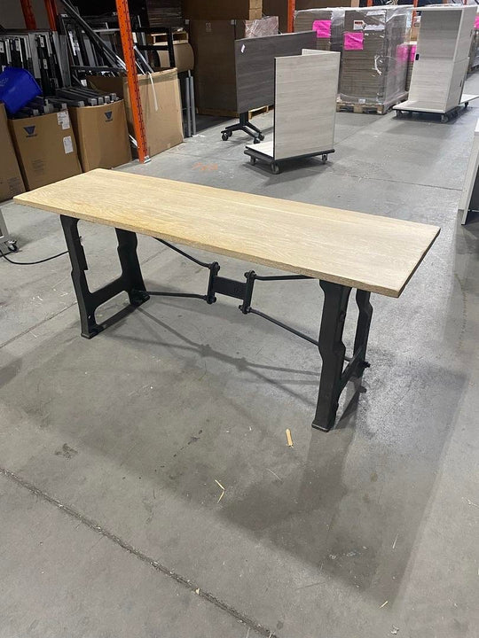 Wood Top Steel Base Console Table