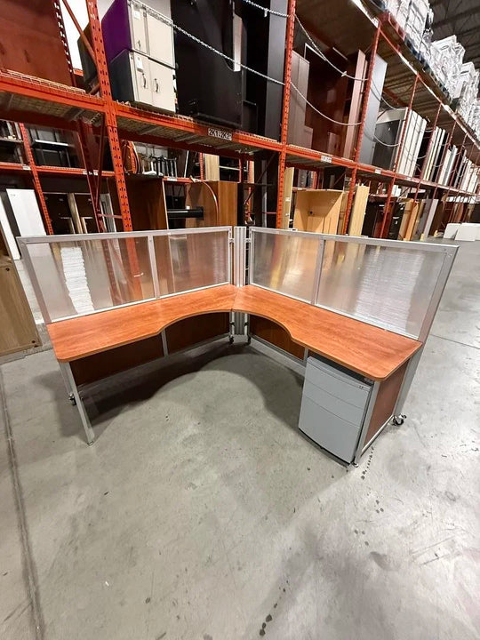 Swiftspace Mobile Folding L-Shape Workstation w/BBF Ped