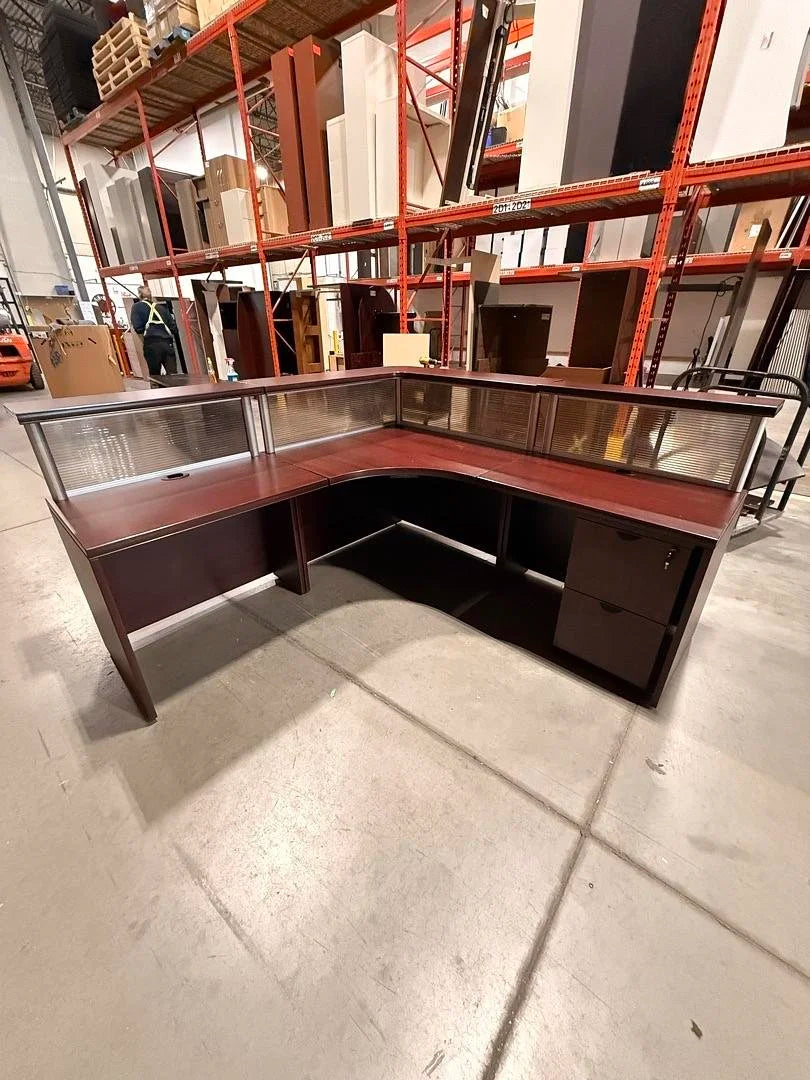 L-Shape Reception Desk w/BF Ped