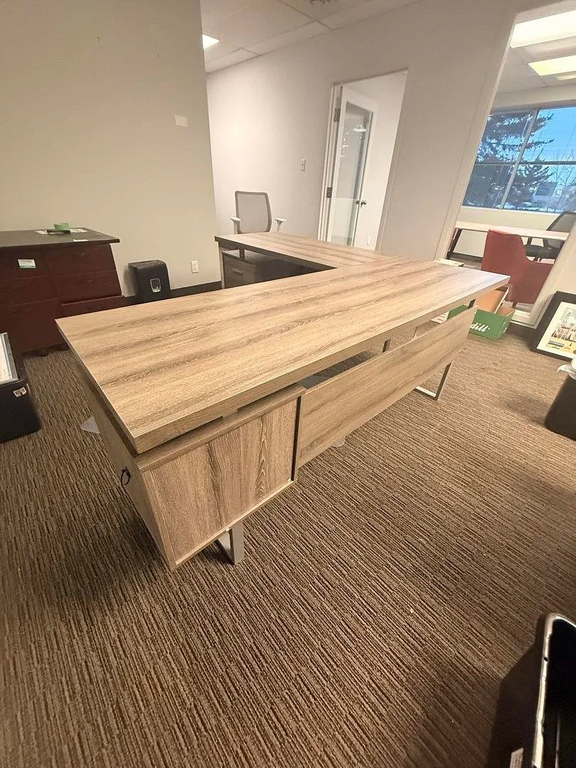 LH L-Shape Desk w/BF and F Peds