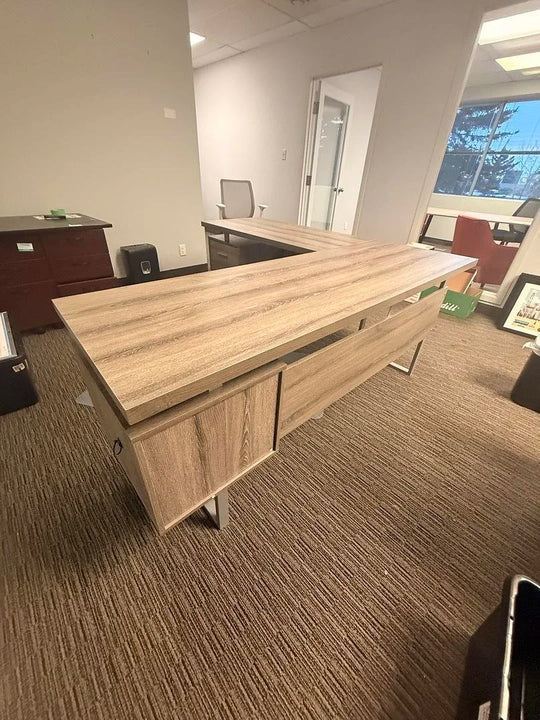 LH L-Shape Desk w/BF and F Peds