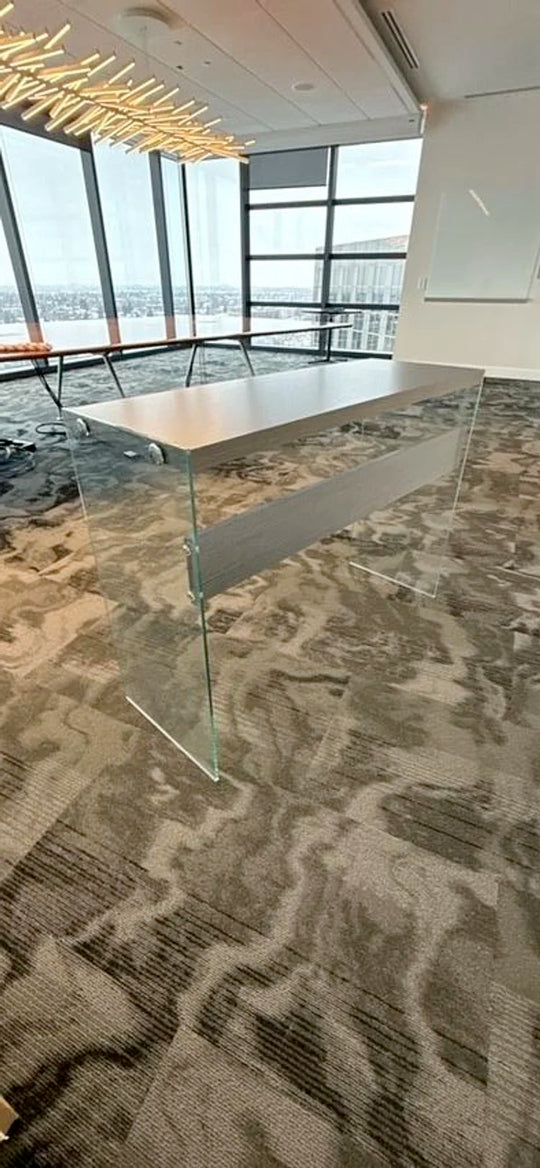 Wood and Glass Rectangle Console Table