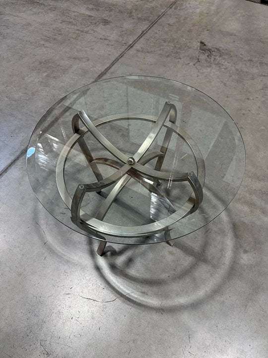 26" Round Glass Top Side Table