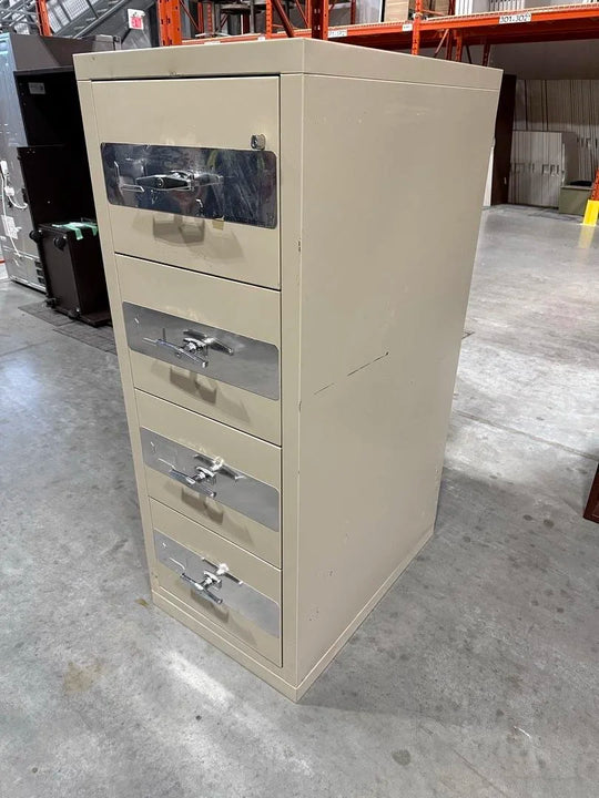 Metal 4-High Vertical Fireproof Cabinet w/Key