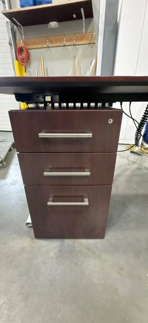 LH L-Shape Electronic Sit Stand Desk w/BBF Ped