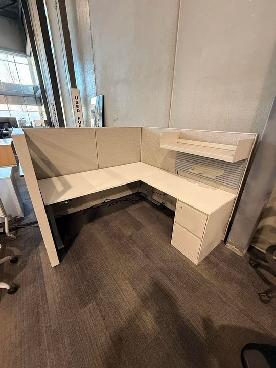 6' x 6' Steelcase Answer Workstation Panels w/Shelf, Accessories and FF Ped