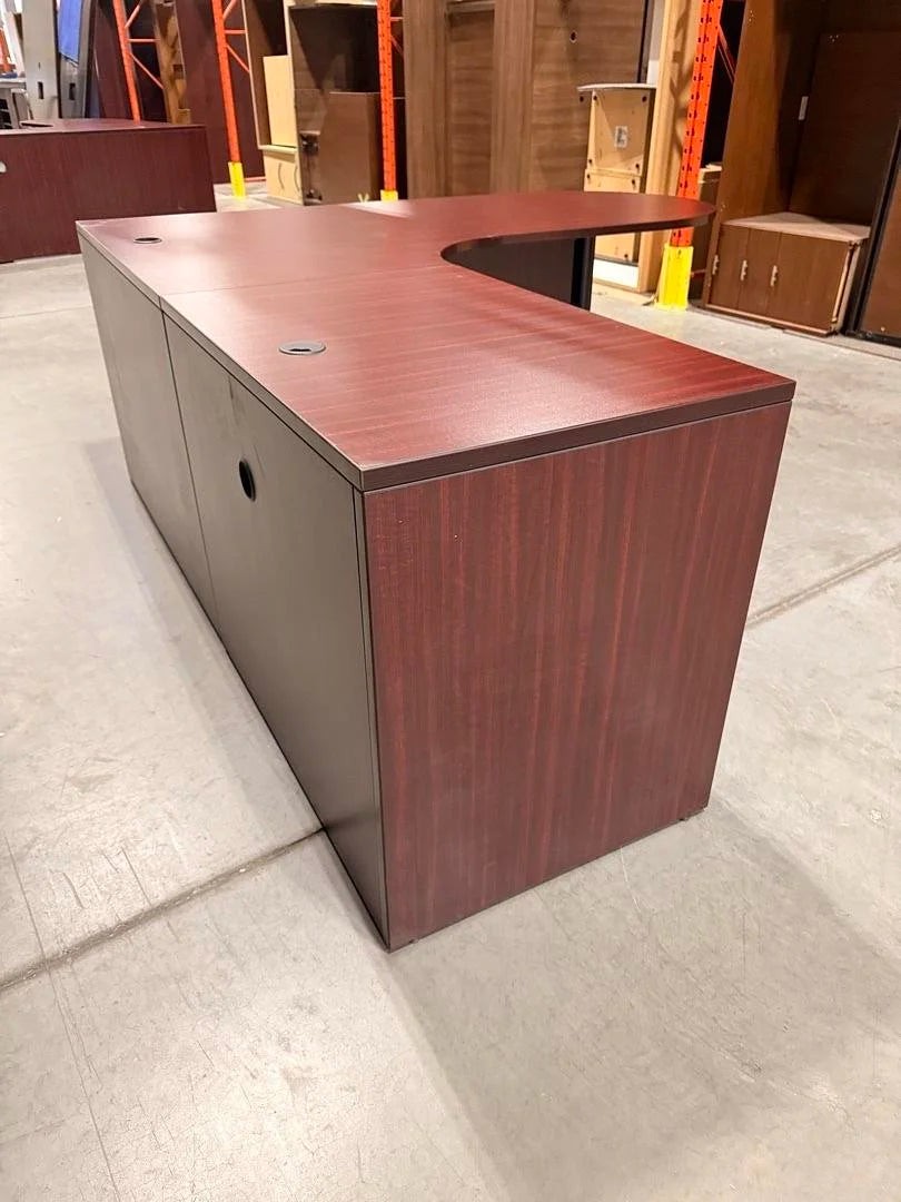 LH Bullet L-Shape Desk w/BBF Ped  (Surface Scratches)