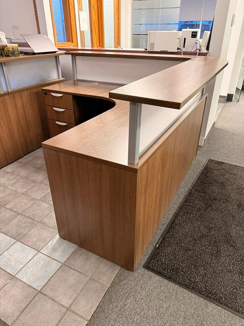 LH L-Shape Reception Desk w/BBF Ped (Damaged Surface and Transaction)