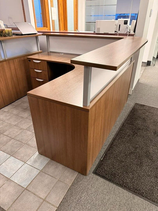 LH L-Shape Reception Desk w/BBF Ped (Damaged Surface and Transaction)