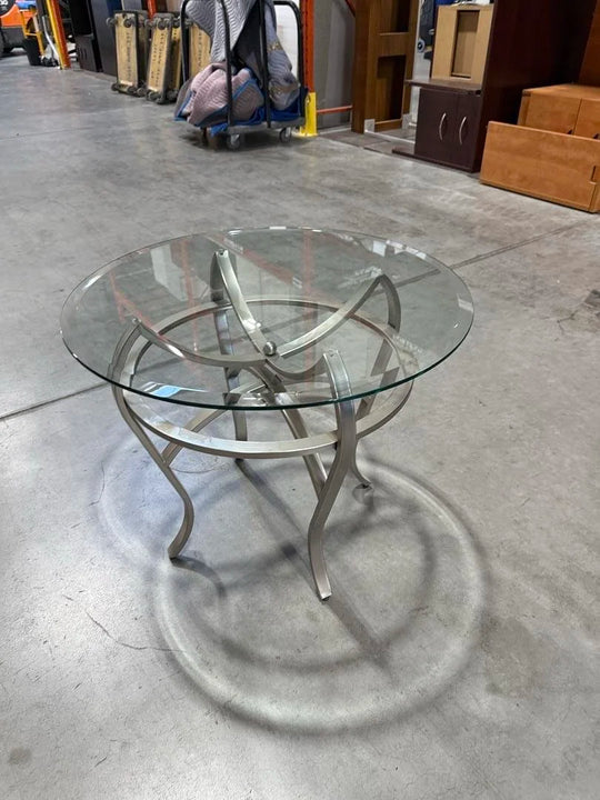 26" Round Glass Top Side Table