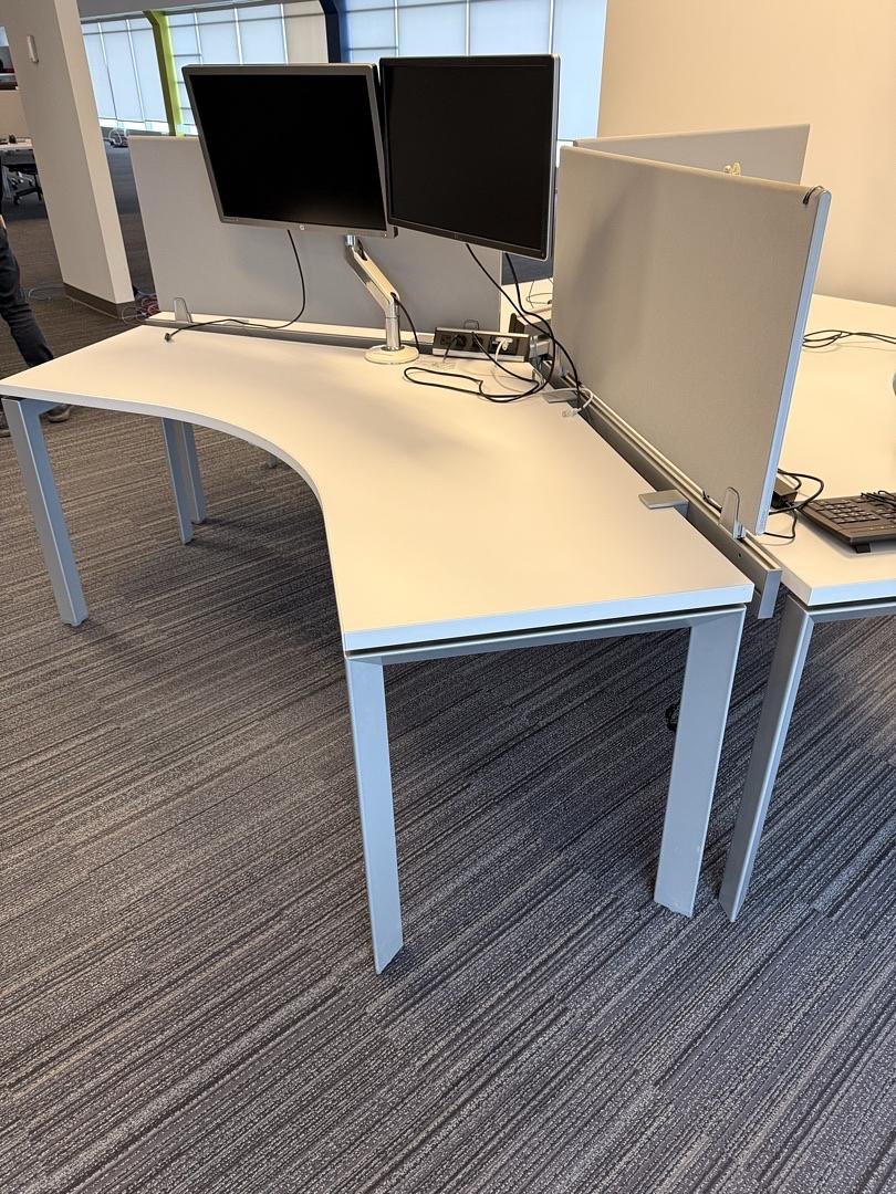 3-Pod Workstation w/120 Degree Surface and Privacy Panels