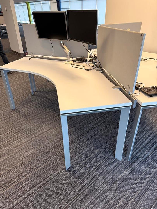 3-Pod Workstation w/120 Degree Surface and Privacy Panels