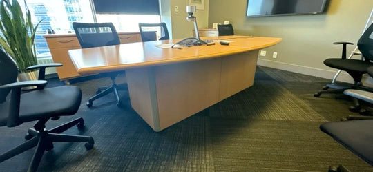 9' Boatshape Boardroom Table w/Electrical