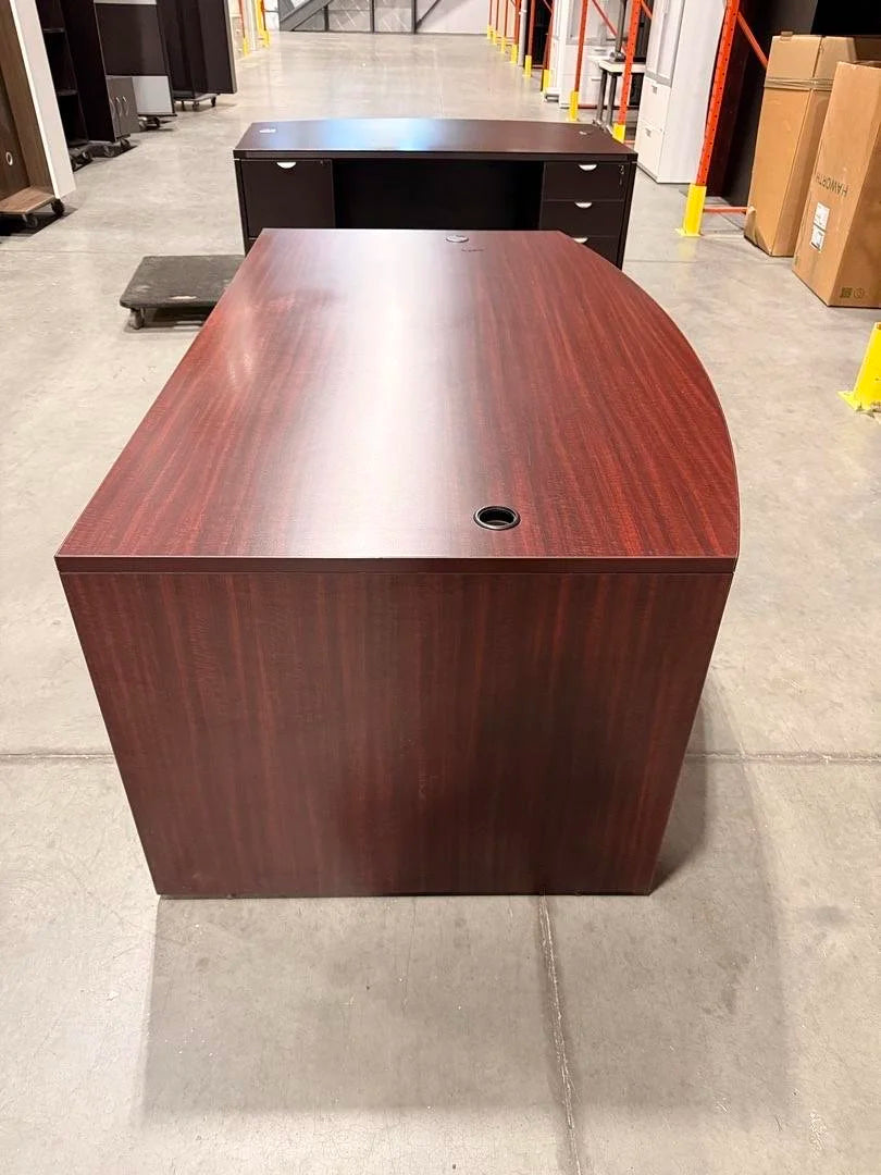 6' Bow Front Straight Desk w/BBF Ped