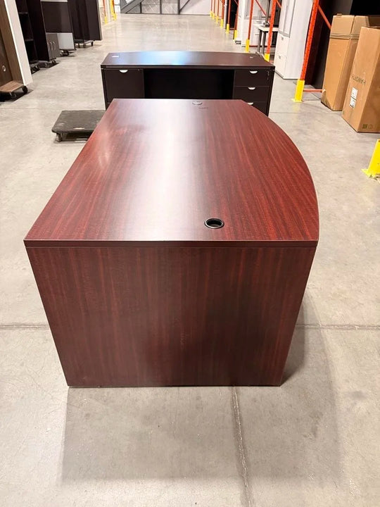 6' Bow Front Straight Desk w/BBF Ped