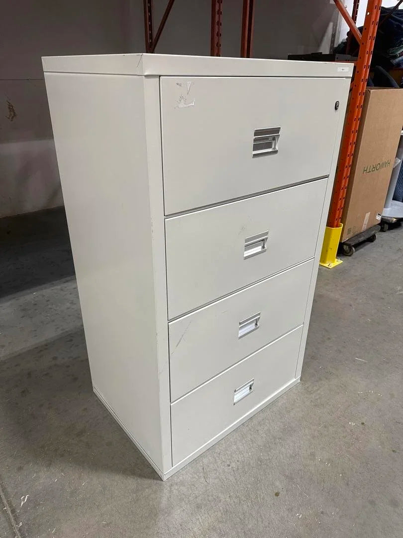 Metal 4 High Lateral Fireproof Cabinet w/Key