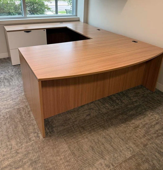 LH Bow Front U-Shape Desk w/BF Ped, 2 High Lateral
