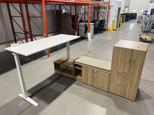 Steelcase RH L-Shape Electronic Sit Stand Desk w/Storage