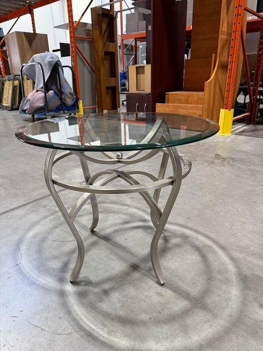 26" Round Glass Top Side Table