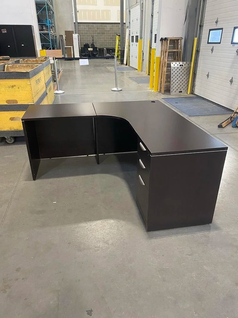 LH L-Shape Desk w/ BBF Ped (Various Deficinences)