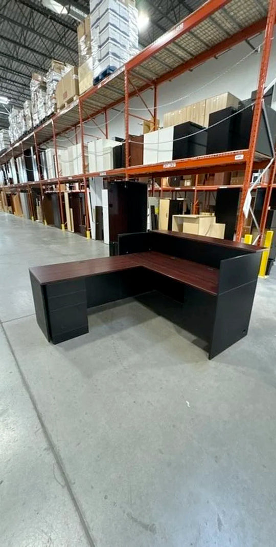 LH L-Shape Reception Desk w/BBF and BF Ped