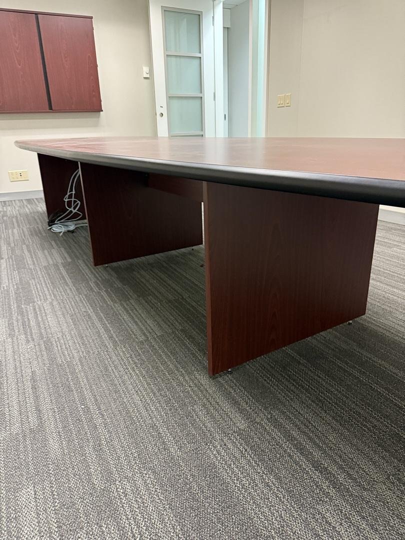 14' Boatshape Boardroom Table w/Electrical