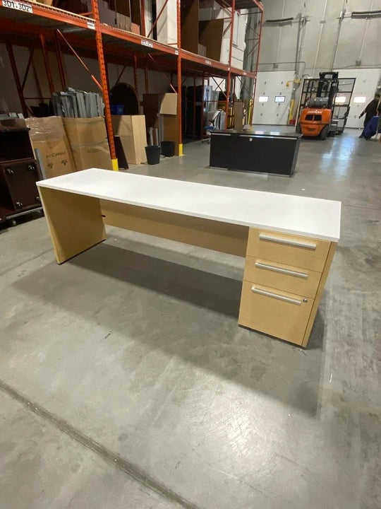 7' Straight Desk w/BBF Ped
