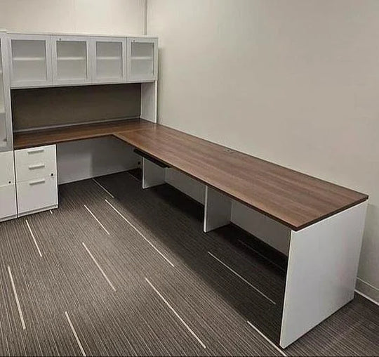 LH L-Shape Desk w/Hutch and BBF Ped